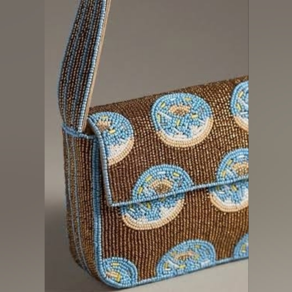NWT Anthro The Fiona Beaded Bag: Food and Drink Edition Donuts - Picture 3 of 3